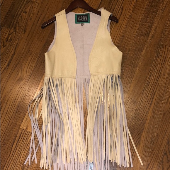 Mamie Ruth Jackets & Blazers - MAMIE RUTH Faux Leather Fringed woman’s vest